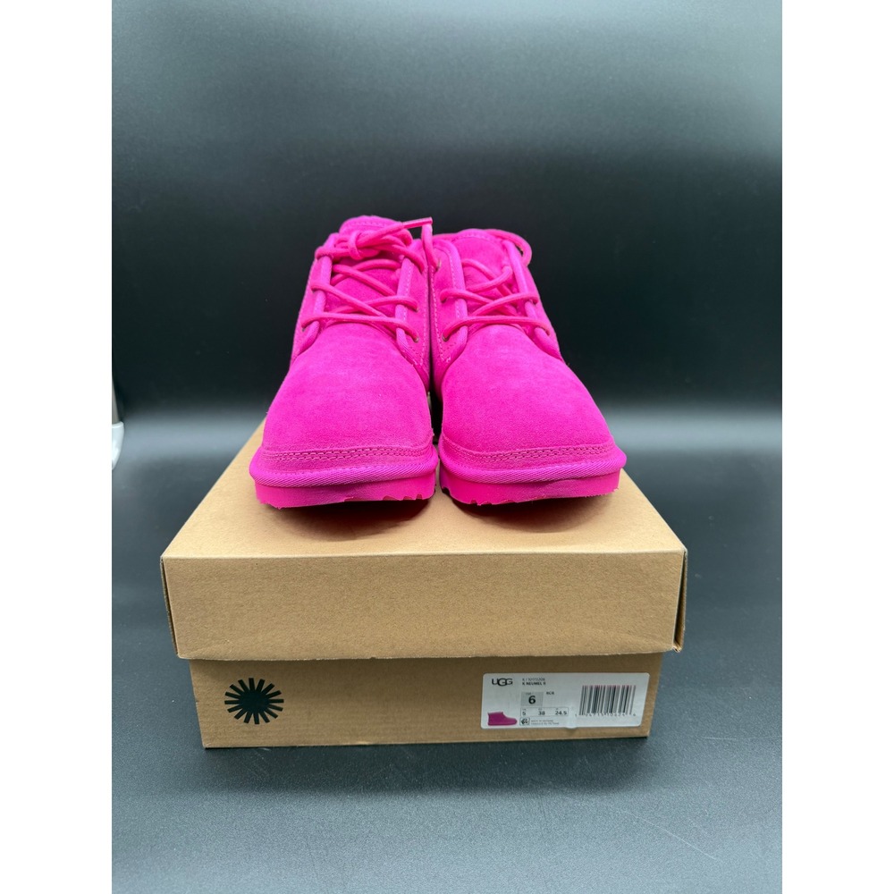 UGG Neumel II Rock‎ Rose Pink Suede Lace Up Boots 1017320K Kids Size 6 New
